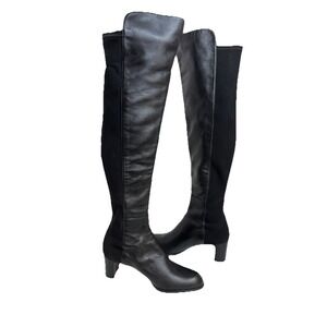 Stuart‎ Weitzman Over The Knee Heeled Boots Womens Size 35/4.5  Black Leather